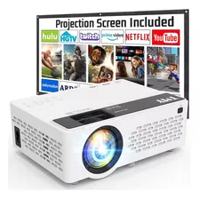 Mini Proyector Led Tmy V08, 9500 Lm, Blanco, Con Pantalla