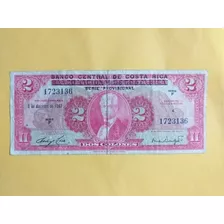 Billete 2 Colones Costa Rica 1967, Buen Estado.