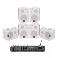 Kit Amplificador Sa2500 + 6 Sp400 Ll Áudio Bt Usb Fm Top Cor Branco Potência De Saída Rms 180 W 110v/220v