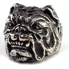 Anillo Bulldog Mascota Plateado Perro Acero Inoxidable