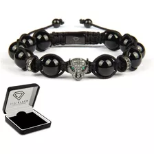 Pulsera Moda Hombre Ajustable Leopardo Piedra Onix Natural B