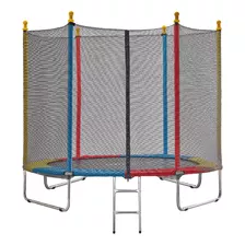 Protoyos Cama Elastica 2,44m Pula Pula Trampolim Com Escada E Rede 