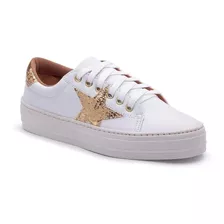 Sapatênis Casual Feminino Tenehi Com Estrela Em Glitter