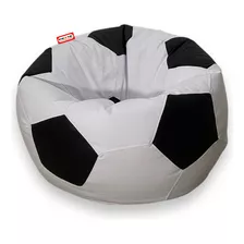 Sillon Puff Soccer Mediano Blanco Con Negro 75 Cm Diametro