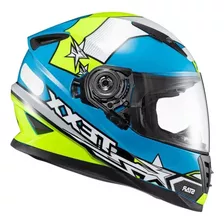 Capacete Texx Wing Superstar Azul Verde Branco