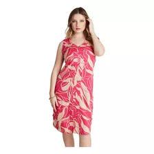 Vestido Lino Sin Mangas Con Botones Al Costado - Fucsia