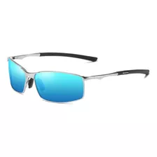 Óculos De Sol De Metal Aoron Polarizado Proteção Uv400 Cor Azul