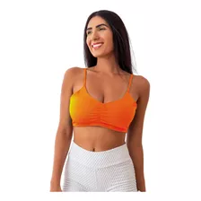 Top Feminino Costas Nua Segura Peito Franzido Fit Com Bojo