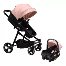 Carriola De Paseo Bambineto Flaneur Rosa Con Chasis Color Negro