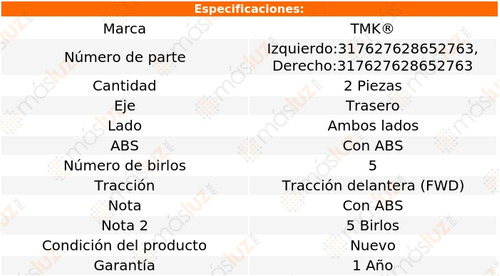 2- Mazas Traseras Con Abs Lancer L4 2.0l 08/15 Tmk Foto 2