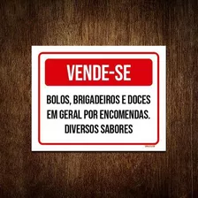 Placa Vende-se Bolos Brigadeiros Doces Encomendas 18x23 10un