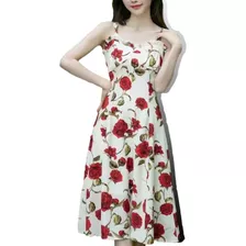 Vestido Largo Mujer Casual Estampado Rosas