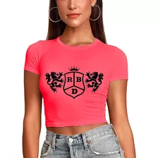 Playera De Rbd Rebelde Crop Top Rosa Neón 