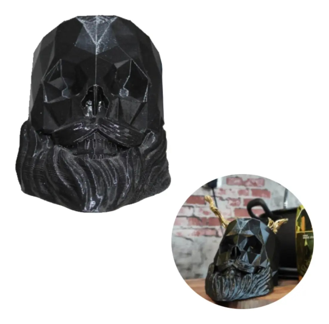 Porta Pentes Caveira Barbeiro - Pote - Bearded Skull Em 3d