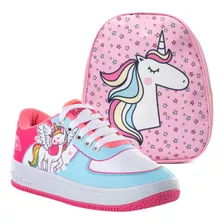 Combo Infantil Tenis Colors Funfy E Bolsa Menina Unicornio