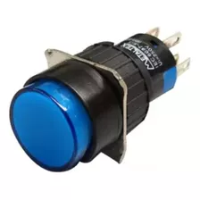 Botão De Comando Luminoso 16mm - Azul Metaltex