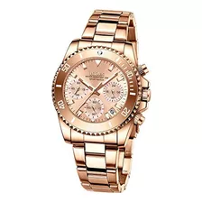 Biden Relojes Para Mujer Cronógrafo De Oro Rosa Acero Inoxid