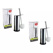 Kit 2 Escova Limpeza De Vaso Sanitário Privada Banheiro Inox