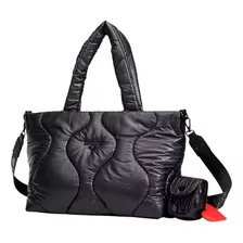 Cartera Las Oreiro Mujer Dama Puffer Nylon Amplia Original Color Negro