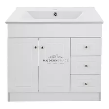 Mueble Vanitorio Lacado Blanco Mas Cubierta De Loza 100x47cm