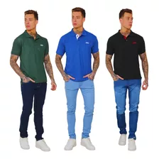 Calça Jeans Masculina Skinny Slim Elastano Kit Com 3 Peças