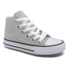 Zapatillas De Mujer Botita Lona Con Plataforma Glitter Teens