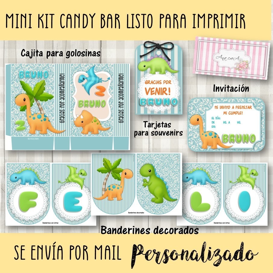 Candy Bar Mini Kit Imprimible Dino Baby #2 Dinosaurios Bebé - Avisos en  Souvenirs, Cotillón y Fiestas