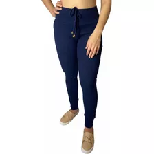 Kit 5 Calça Feminina Básica Ribana Canelada Estilo Moletom