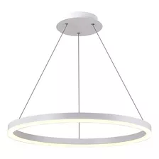 Lámpara Colgante Aro Blanco 50cm Led 24w Luz Cálida 3000k