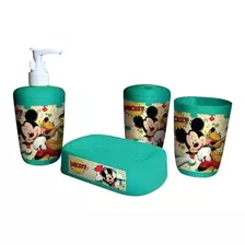 Kit Para Banheiro 4 Peças Mickey Mouse Disney Gedex 1637