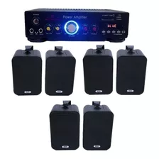 Combo Musica Funcional Ca101 Rep Usb Bt 6 Bafles Negros Esdj