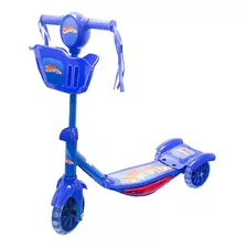 Patinete Infantil Musical 3 Rodas Gel Luzes Cesta - Azul