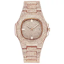 Diamante Reloj De Pulsera De Acero Inoxidable Oro Relojes