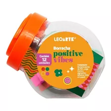 Borracha Escolar Positive Vibes Leo Arte C/ 12 Unidades Cor Sortida