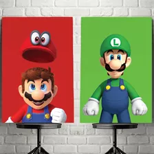 Mario E Luigi Quadros Decoração Mario Bros E Luigi Placa