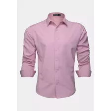 Camisa Social Masculina Manga Longa Slim Lisa Camiseta Longa