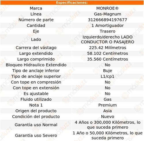 1) Amortiguador Gas-magnum Izq/der Tras K25 Suburban 75/78 Foto 3