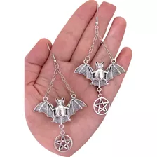 Aretes Gótico Punk Dark Murciélago Estrella Pentagrama Pendi