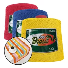 Kit 3 Barbante Eco Brasil Soberano Colorido Cru 1kg Fio 6 8