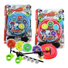 8 Beyblade Metal Led Com 32 Peças + 4 Lançador + 2 Arena