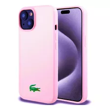 Lacoste Protector Para iPhone 15 Croc Pink Magsafe