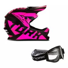 Capacete Off Road Motocross Infantil + Oculos Mx Pro Tork