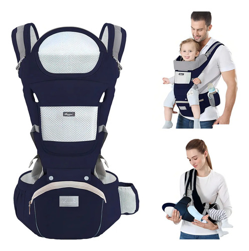 Bolsa Canguru Ergonômico Bebê 3 Em 1 Hygge Moments Cor Azul-escuro