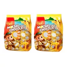 2 Pacote Moeda De Chocolate Bel - 500g ( ± 130 Moedas Cada)