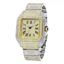 Reloj De Cuarzo Cuadrado Con Diamantes Para Hombres