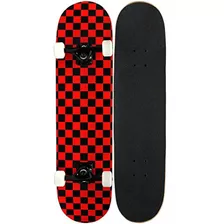 Tabla Skate Kpc Pro Skateboard Completo, Cuadros Negros Y Ro