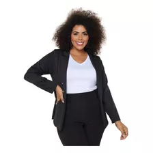 Blazer Feminino Em Alfaiataria Com Botões Plus Size G1 Ao G3