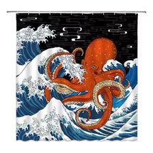 Cortina De Chuveiro Ccnstms Cool Octopus Blue Ocean Great W