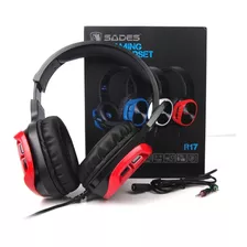 Auriculares Gamer Sades R17 Black And Red Pc Ps4 Color Rojo