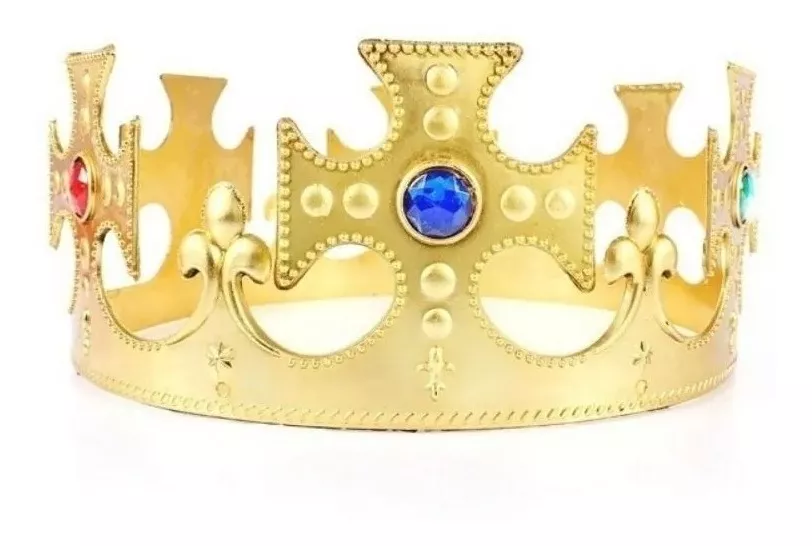 Coroa De Rei Em Plástico Dourada Com Pedras * Melhor Preço